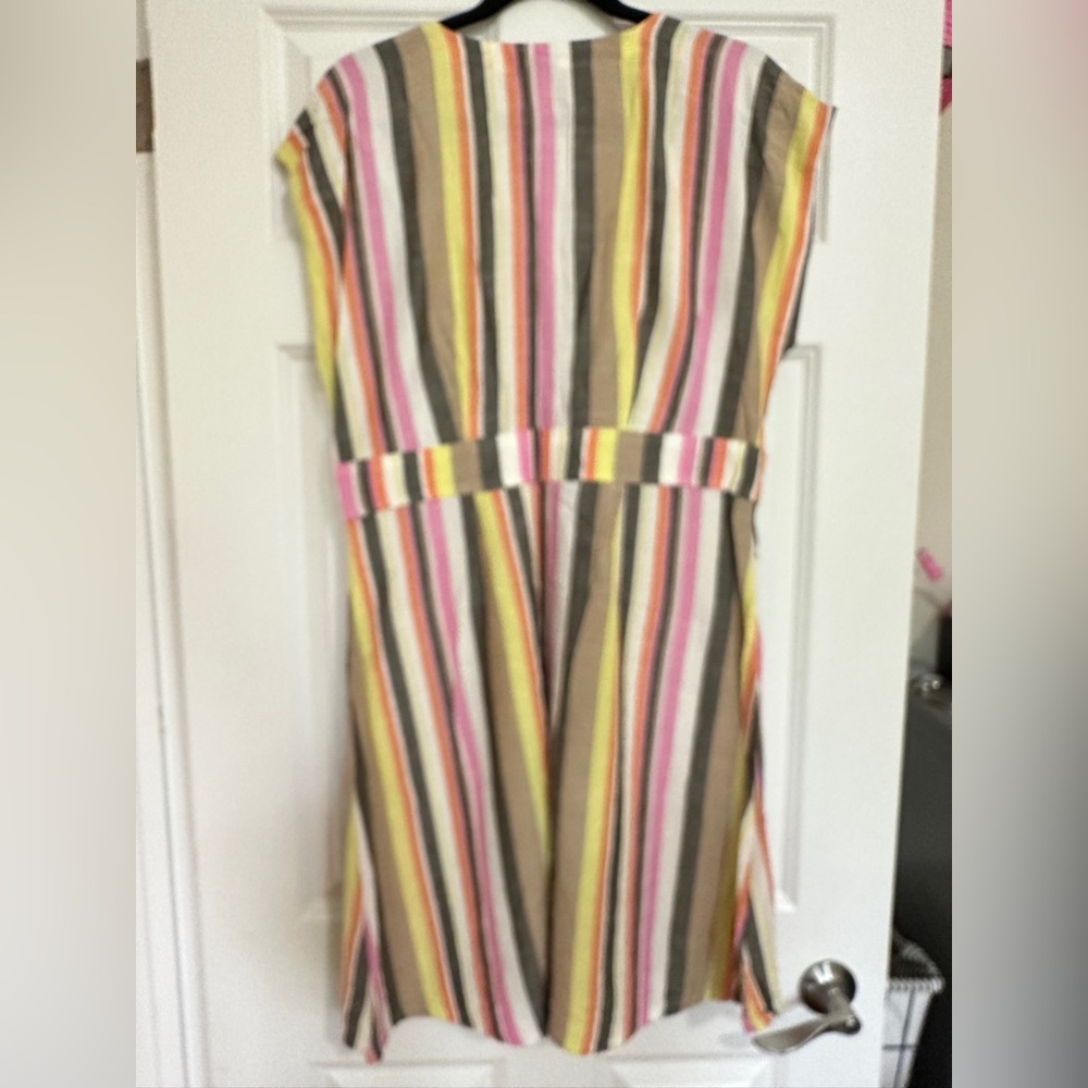 Loft Striped Multicolor Button-Down Flare Dress S… - image 4